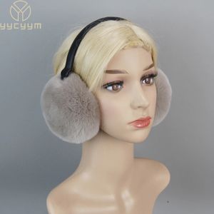 Ear Muffs Winter Genuine Rex Rabbit Fur Earmuffs Lady Warm Real Rex Rabbit Fur Plush Ear Muff Women Fluffy 100% Natural Fur Earlaps 231214