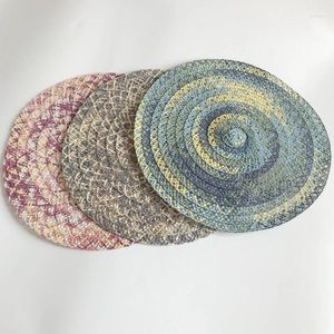 Tapetes de mesa 1 PCS 38 CM Placemats Redondo Tecido Crochet Doily Resistente ao Calor Cozinha Anti-Skid Mat