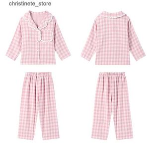 Pajamas Girl's Girl's Collar Pink Plaid Pajama Sets Cute Kid Vintage Toddler Kids Pajamas Set Sleep Loungewear Childrens