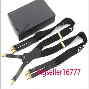 2022 Newest Factory Direct Fashion Men's and women Designer Suspenders 3.0 x 115cm Six Clip Wide Strap C 256k