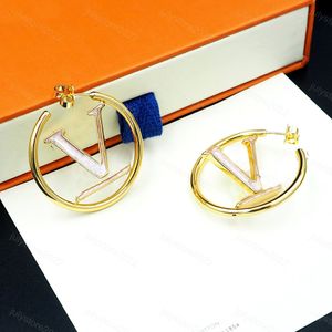 أقراط Gold Big Gold Big For Lady Women Designer Jewelry 925 Silver Consring 3.5cm Orrous Girls Ear Studs Monamel Hoops Gift Lainting Wedding with Box 2023