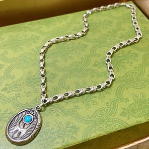 9A جودة مصممة مجوهرات قلادة 925 سلسلة الفضة رجالي نسائية قلادة جمجمة النمر مع مصمم رسائل قلادة هدية الأزياء
