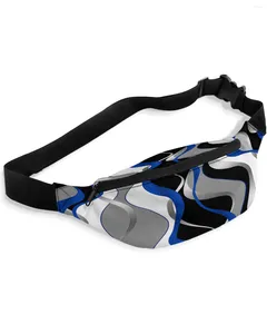 Waist Bags Geometry Abstract Line Blue Black For Women Man Travel Shoulder Crossbody Chest Waterproof Fanny Pack