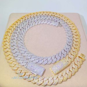 15mm 18mm 20mm Bussdown الفاخرة تمريرة اختبار الماس Gra Moissanite Hip Hop Miami Cuban Necklace للرجال