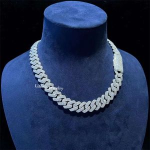 Pass Diamond Tester 14mm Moissanite Cuban Link Chain 925 Silver Chains Vvs Moissanite Diamond Necklaces