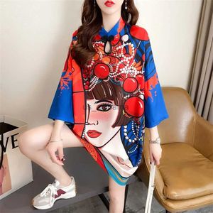 Kvinnors blusar skjortor avslappnad tryck etnisk stil streetwear cheongsam qipao y2k toppar tshirt kvinnor kläder skjortor för kvinnor kläder vintage mode yq231214