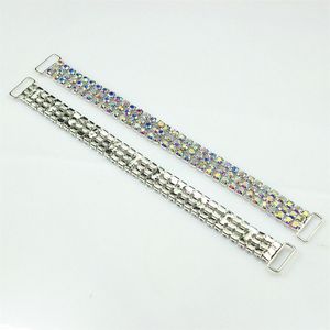 CJSIR 10pcs 3Rows Pełny kryształ AB Rhinestone Bikini złącza klamry srebrny metalowy łańcuch do pływania bikini dekoracja 2548