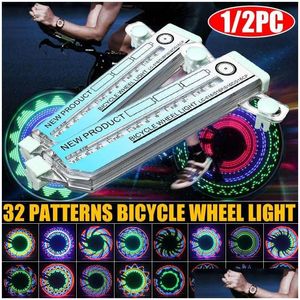 バイクライト自転車ライト32 LEDパターン自転車ホイールライトカラーフタイヤタイヤ音声信号アクセサリー屋外サイクリング安全装置DHZC6