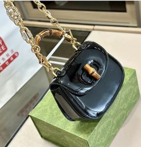Bambus Joint Handtasche Frauen Diamant Eingelegtes Ketten -Mode -Einkaufsbetriebe Umhängetaschen Patent Leder Crossbody Messenger Taschen Schwarze Totes Luxusdesignertasche
