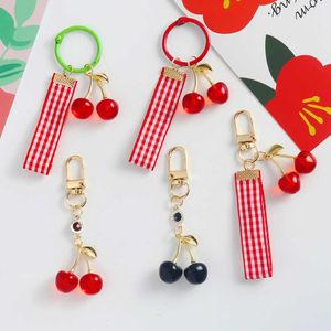 Creative Ribbon Alloy Small Cherry Key Chain Simulation Fruit Girl Bag Pendant Gift
