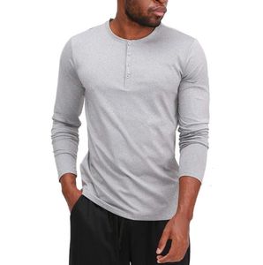 Lu Men Yoga Outfit Sports Långärmad T-shirt Mens Sport Style Collar Button Shirt Training Fitness Clothes Elastic Quick Dry Wear Casual Style67899