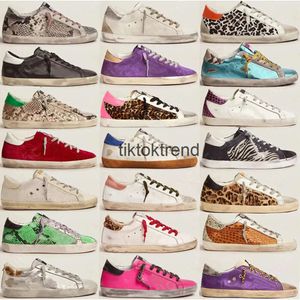 Italy brands shoes golden mid slide star sneakers women shoes fashion pink-gold glitter classic leopard white do-old dirty designer shoe Men jogging shoes001