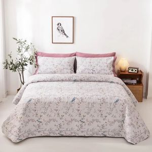 Copriletto in cotone trapuntato con motivi di fiori e uccelli Copriletto Copriletto Dimensioni lenzuolo 245x250 cm trapunta coperta Federe 231214