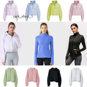 Lululemen Womens Jacket Yoga Scuba Half Zipper Jacket Quick-Drying Lululemen Clothes Long-Sleeve Thumb Hole Lululemen Womens Jacket 713