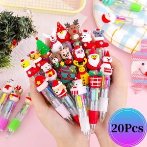 Canetas esferográficas 20 Pçs / lote Caneta de Silicone de Natal 4 Cores Material Escolar Kawaii Bonito Itens de Escrita Estacionária Conjunto 231213