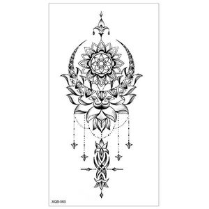 Makeup Flower Ny skissad arm tatuering klistermärke med svartvit hand ritad sanskrit vattentät hälft