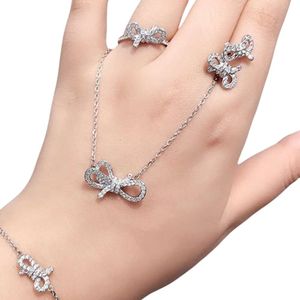 Swarovskiso Necklace Designer Women Top Quality Beaded Necklaces Silver Bow Full Diamond Necklace For Women With Elements Crystal Bow Collar Chain