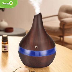 Essential Oils Diffusers saengQ Humidifier Electric Aroma Air Diffuser Wood Ultrasonic Air Humidifier Essential Oil Aromatherapy Cool Mist Maker For Home 231213