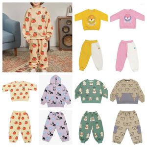 Kläder sätter PS 2023 Autumn Toddler Girls pojkar Kläder Casual Two Piece Set Children's Cartoon Print Sweater Pants Outfits