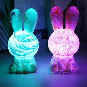 Nocne światła Rabbit Light Remot Control LED LIKA Nocna Little Rabbit Touch USB Atmosfera Atmosfera Light YQ231214