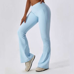 2024 Lu Lu lemen Causal Align Leggings Flare Calças Cintura Alta Esporte Yoga Limão Calças de Exercício Levantando Quadris Dança Treino Bottoms Para