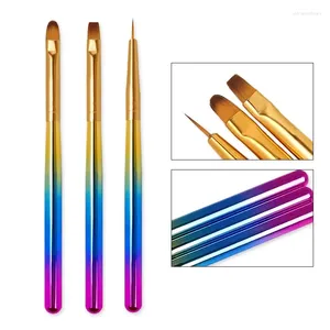 Makeup Brushes 3Pcs French Stripe Nail Art Liner Brush Set Tips Ultra-thin Line Drawing Pen Dual End UV Gel Painting Manicure Tools