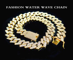 High quality fashion decorative necklace 20mm three row diamond Miami Cuba chain full of zircon men039s hip hop289f8617245