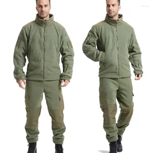 Giacche da uomo Giacca tattica in pile Pantaloni da uomo Tasche con cerniera militare 400GSM Tute termiche Outdoor Inverno Caldo Zip Capispalla da lavoro Top