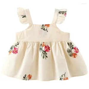 Mädchen Kleider Sommer Geboren Baby Kleidung 3 bis 6 Monate Koreanische Nette Blumen Ärmellose Baumwolle Strand Prinzessin Kleid Kleinkind BC819