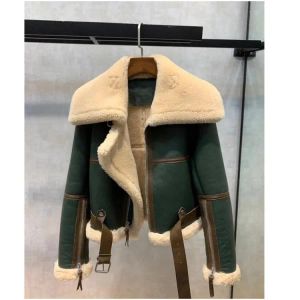 Motorcycle PU Coat Wool Outdoor Bomber Jacket for Women Autumn and Blazers Woman Winter