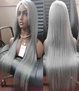 Virgin brazilian colored transparent hd front grey deep wave gray human hair frontal lace wigs for black women17228389445146