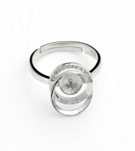 Hopearl Jewelry Pearl Ring Inställningar 925 Sterling Silver Blanks DIY Pearls Rings Base 3 Pieces6620111