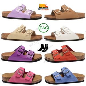 Moda bostony Clogs Birkes kapcie Top skórzany pasek klamry płaski designerski sandały Mule Cork Slide Men Men Men Summer Outdoor Casual Beach Birkins Suders