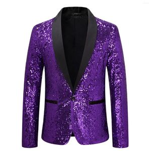 Abiti da uomo Abito di moda casual Paillettes Maschile Personalità scenica Performance Presentatore Scialle di colore solido Giacca da smoking con risvolto