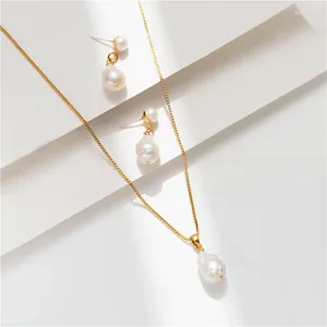 Ожерелья с подвесками, модное классическое простое индивидуальное одиночное жемчужное ожерелье в стиле барокко с серьгами