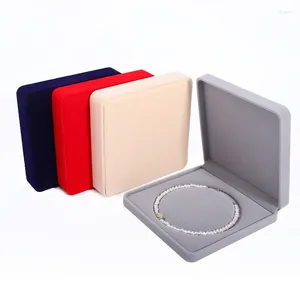 Jewelry Pouches Rounded Velvet Box Pearl Pendant Necklace Packaging Headpiece Set