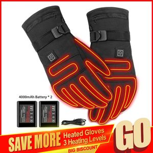 Sporthandschuhe Elektrisch beheizte Handschuhe mit 3 Stufen 4000 mAh wiederaufladbare batteriebetriebene Wärmehandschuhe Winter Outdoor Thermal Skifahren Warme Handschuhe 231213