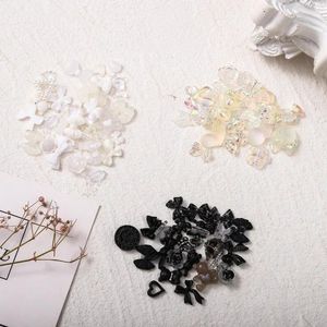 Nail Art Dekorationen 100 Stück Bulk Resin Charms Kawaii Schleife Rose 3D Aurora Schmetterling Teile gemischtes Design Nägel Zubehör DIY