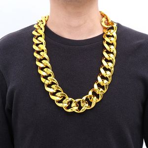 Pendant Necklaces Hip Hop Gold Color Big Acrylic Chunky Chain Necklace Men Punk Oversized Large Plastic Link Chain Men's Jewelry Friendship Gifts 231214