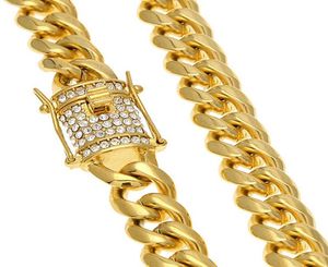 316L Stainless Steel Chain 18K Gold Electroplate Casting Clasp Diamond Curb Cuban Link Necklace Men Chains Jewelry 24quot 30q1158786