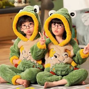 Pajamas New Children's Home Wear Hooded Pajamas Sets for Baby Girls Boys Sleepwear Winter Warm Kids Pyjama Thicken Toddler Panda Pijamas