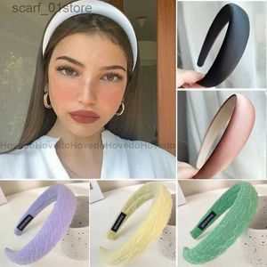 Headwear Hair Accessories New Satin Hair Band Girls Solid Color Headband Wide Padded Hair Hoop Headwear Wholesale Fashion Hair Accessories for WomenL231214