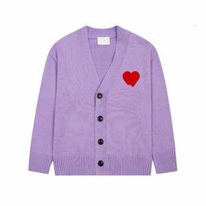 Amis cardigan amisweater paris mode mens designer stickad broderad röd hjärta casual lösa kläd toppar män kvinnor lyx jumper svett pullover h2zh