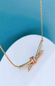 Knotted rope and Knot Pendant Fashion simulation diamond necklace ed hemp clavicle chain women039s commuting style289n8648902