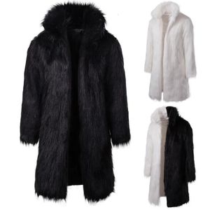 Men's Fur Faux Fur Men's Winter Clothing Imitation Fur Coat Quick Sale Black and White Fashion Personality Casual Men's Long Fur Coat 231213
