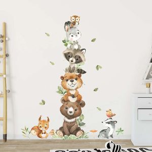 Cartoon Bear Raccoon Rabbit Animals Wall Stickers for Kids Room PVC Vinyl Wall Decals Baby Room Decoration Home Decor
