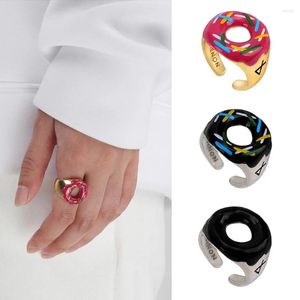 Cluster Rings Creative Donut For Women Fantasy Sweetheart Round Opening Ring Fashion Masquerade Jewelry Wholesale