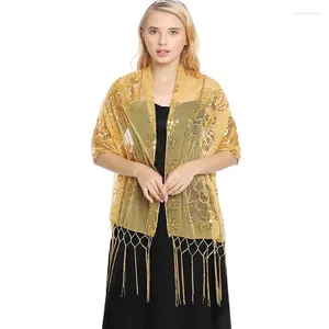 Eşarplar Bandanda Scarf Susturucu Pullu İşlemeli Tassel Swawl Akşam Elbise Partisi Yemeği Lady Gelin Cheongsam Hicab Wrap