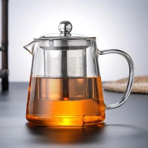 Water Bottles Glass Tea Pot with Stainless Steel Infuser Heat Resistant Container Flower Teapot Puer Kettle Teaware 231214