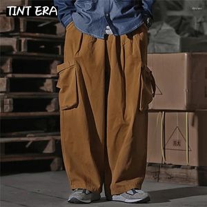 Pantaloni da uomo TINTA ERA Baggy Gamba Larga Cargo Uomini Pantaloni Giapponesi Maschio Harajuku Nero Streetwear Oversize Plus Size Hip Hop Y2K